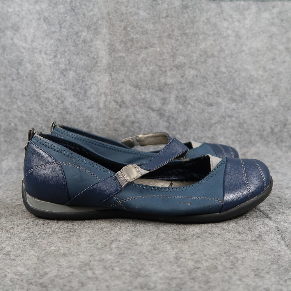 Life Stride Shoes Womens 8W Mary Jane Casual Comfort Flats Elastic Strap Blue